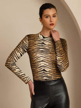 [Tiger] SilkSilky-SE Lång Ärm Mockkrage Dam T-Shirt 001