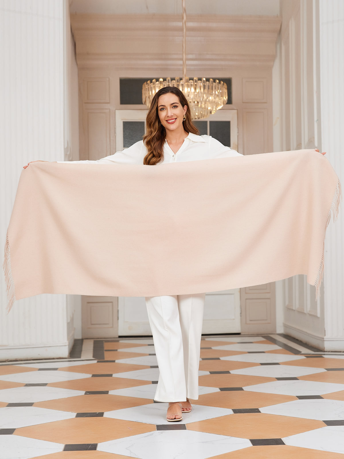 [Beige] SilkSilky-SE Ull Scarf 004