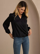 [Svart] SilkSilky-SE Long Sleeve Blouse 003