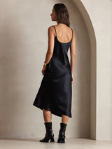 [Svart] SilkSilky-SE Spaghetti Strap V Neck Klänning 002