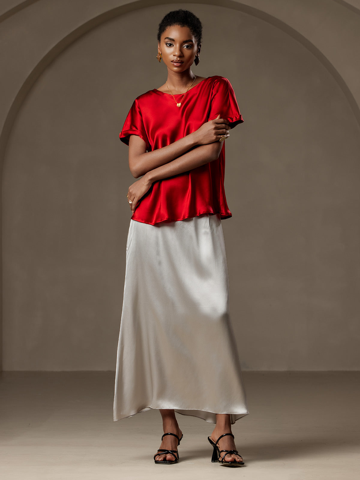 [Vin] SilkSilky-SE 19Momme Silke Womens T-Shirt 007,