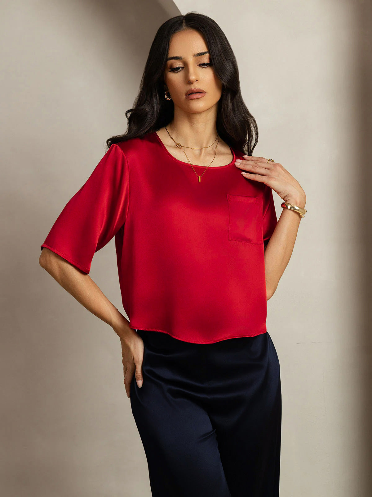 [Mörkröd] SilkSilky-SE Rent Silke Womens T-Shirt 005