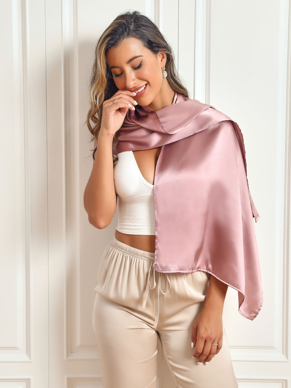 SilkSilky-SE Rent Silke Scarf BlekMauve 002