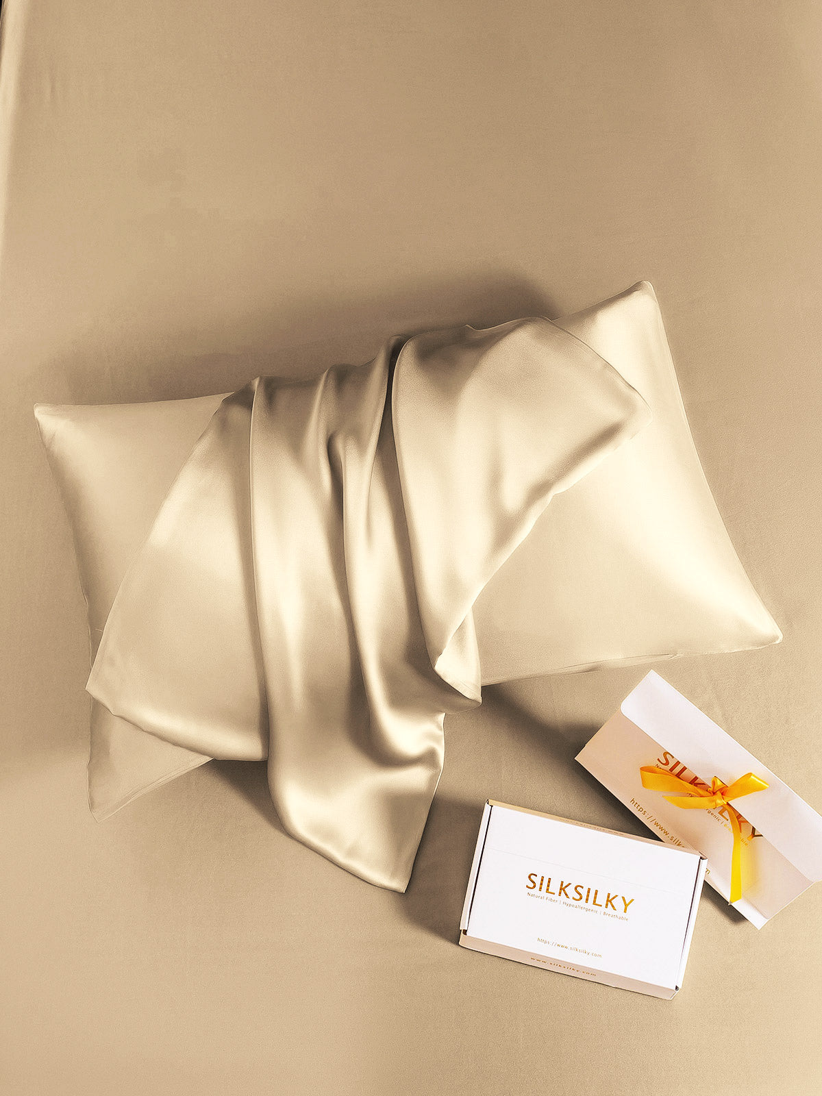 [Beige] SilkSilky-SE 22Momme Rent Silke Pillowcase 006