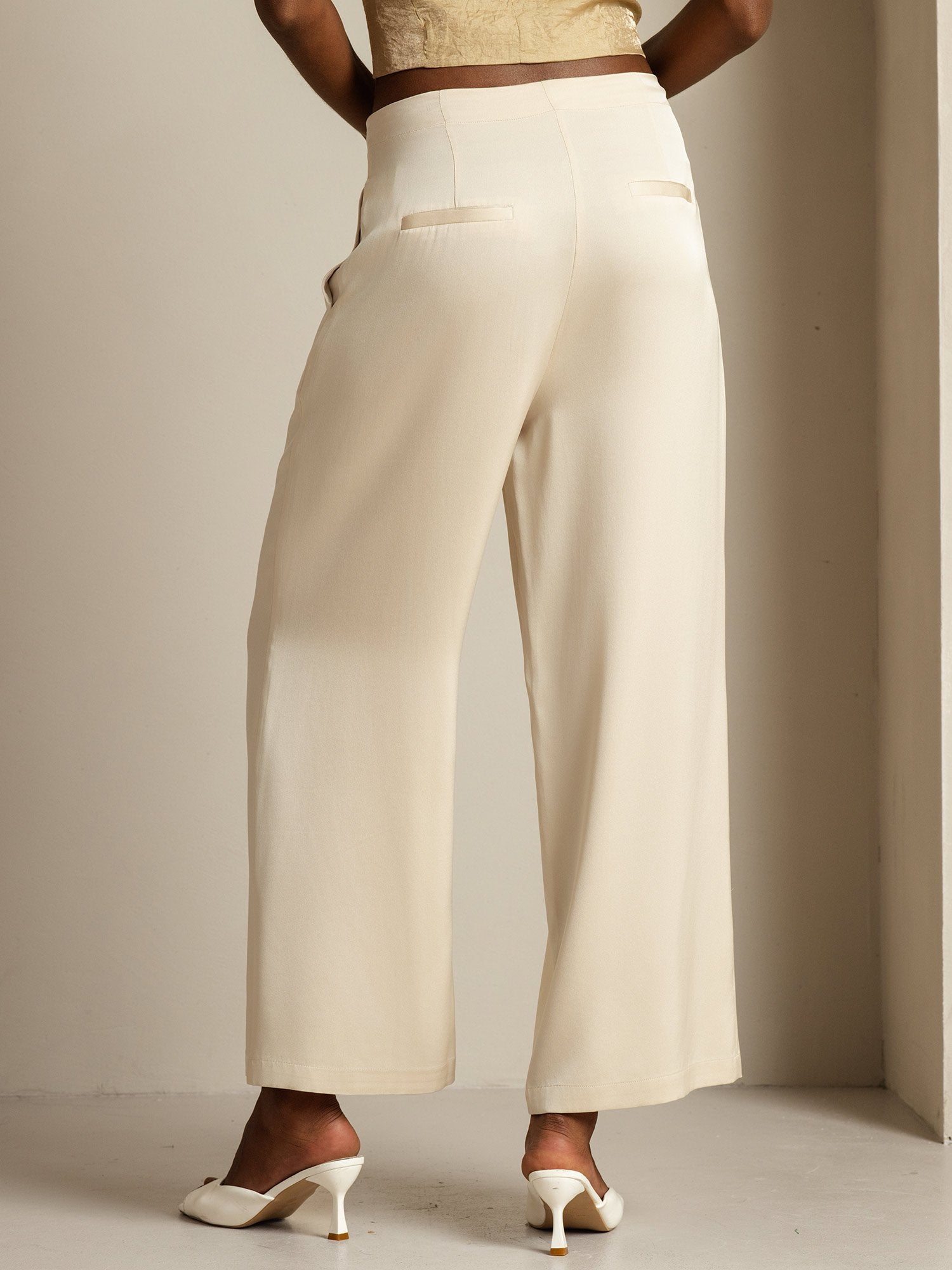 [Beige] SilkSilky-SE 19Momme Silke Womens Pants 002