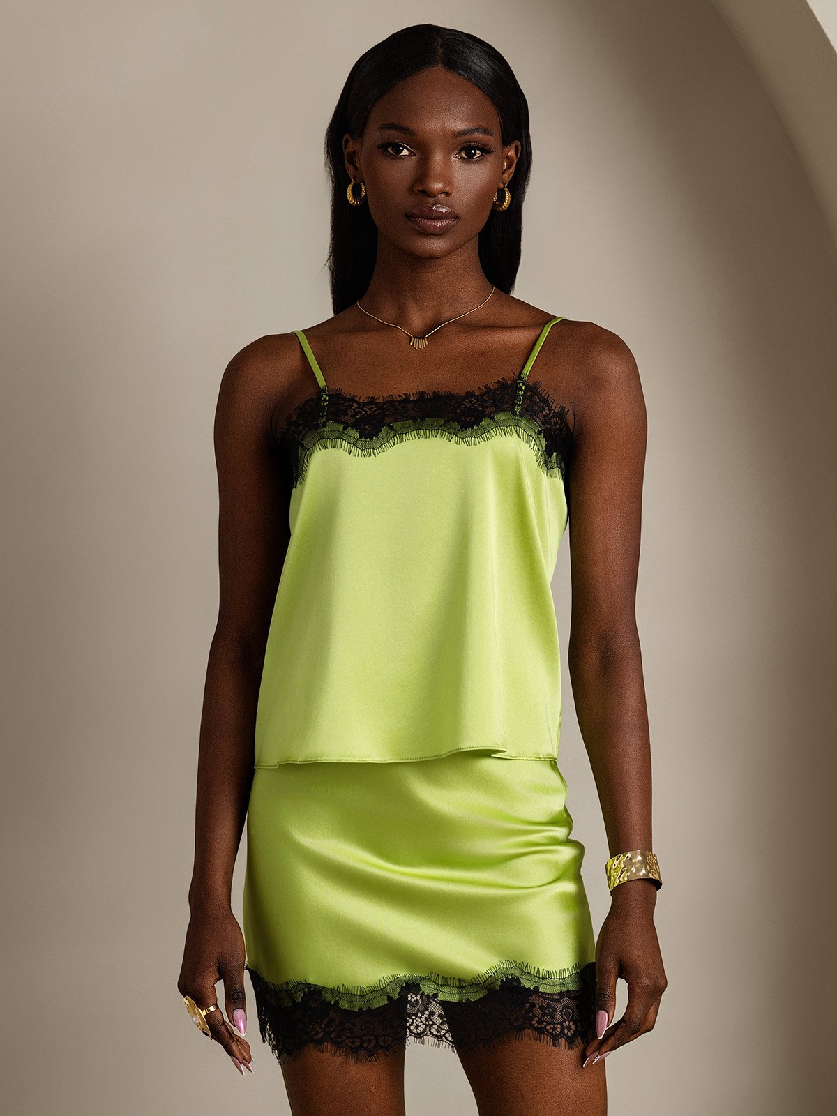 SilkSilky-SE 19Momme Silke Camisole Set Mintgrön 006