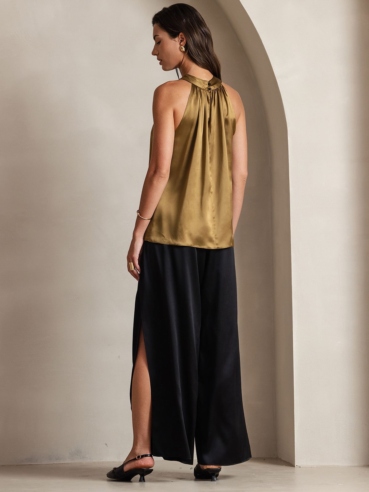 [Brun] SilkSilky-SE 19Momme Silke Womens T-Shirt 002