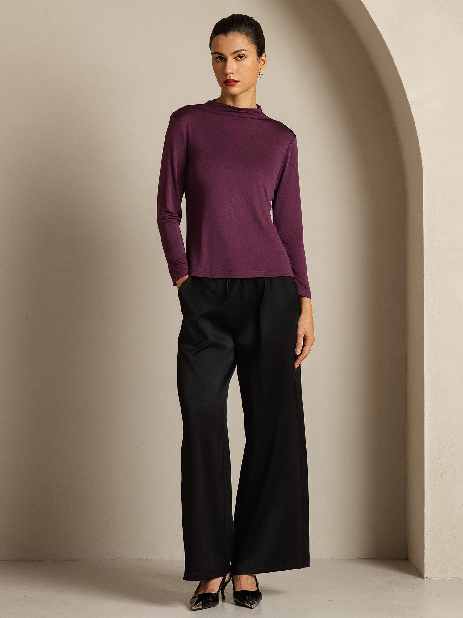 [Lila] SilkSilky-SE Rent Silke Womens T-Shirt 008