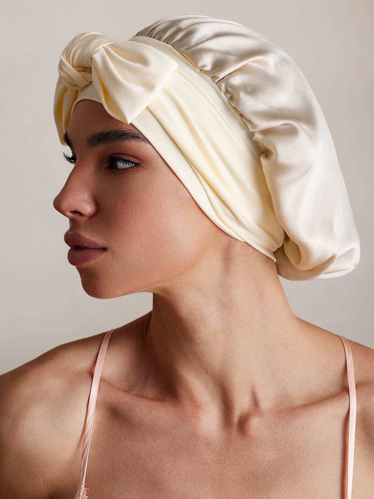 SilkSilky-SE Rent Silke Sleep Cap Beige 002