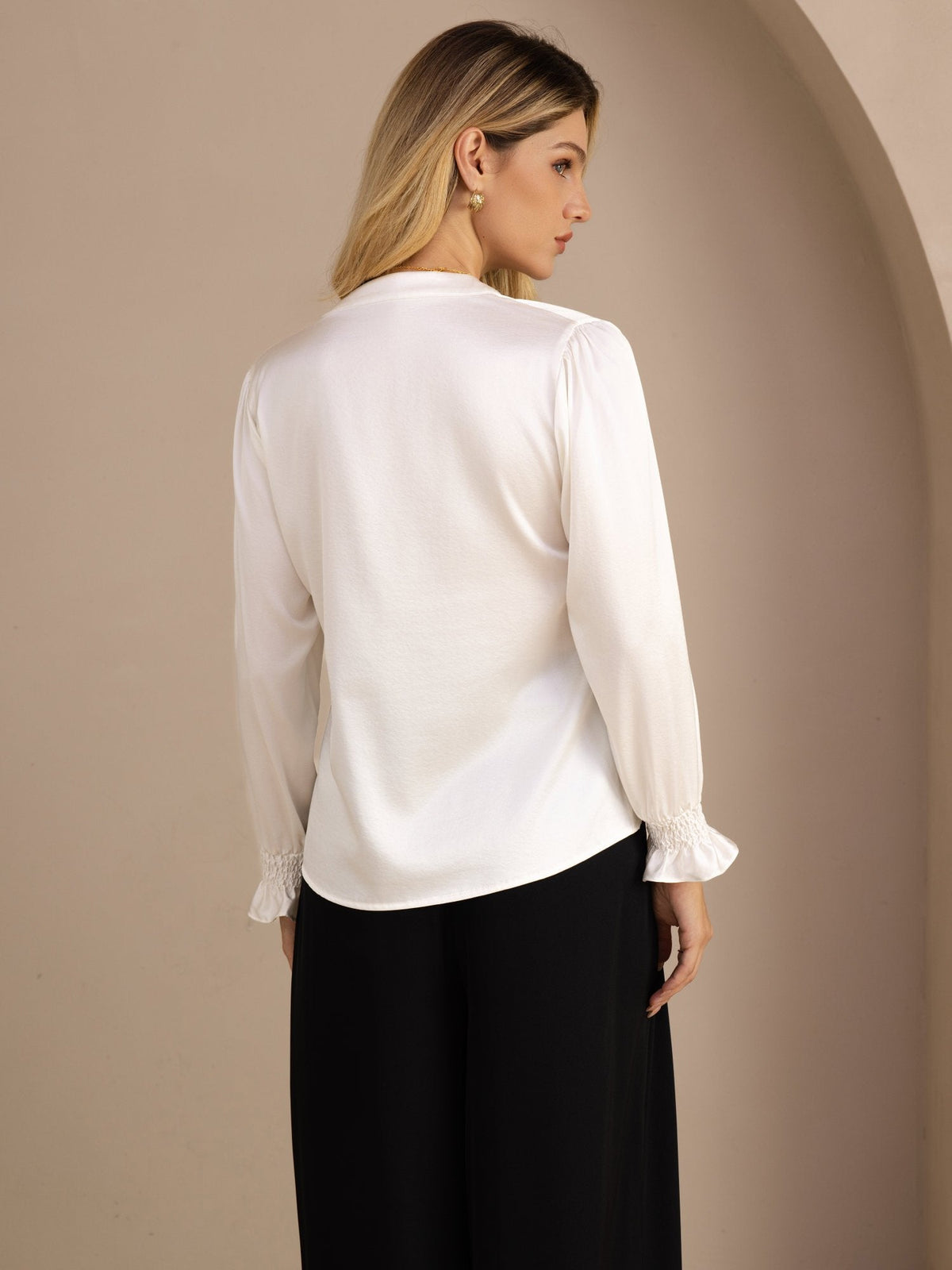 [Vit] SilkSilky-SE Long Sleeve Damblusar 002