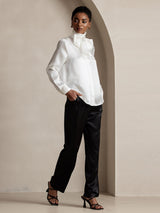 [Svart] SilkSilky-SE 19Momme Silke Womens Pants 006