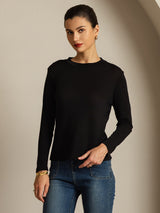 [Svart] SilkSilky-SE Rent Silke Womens T-Shirt 008