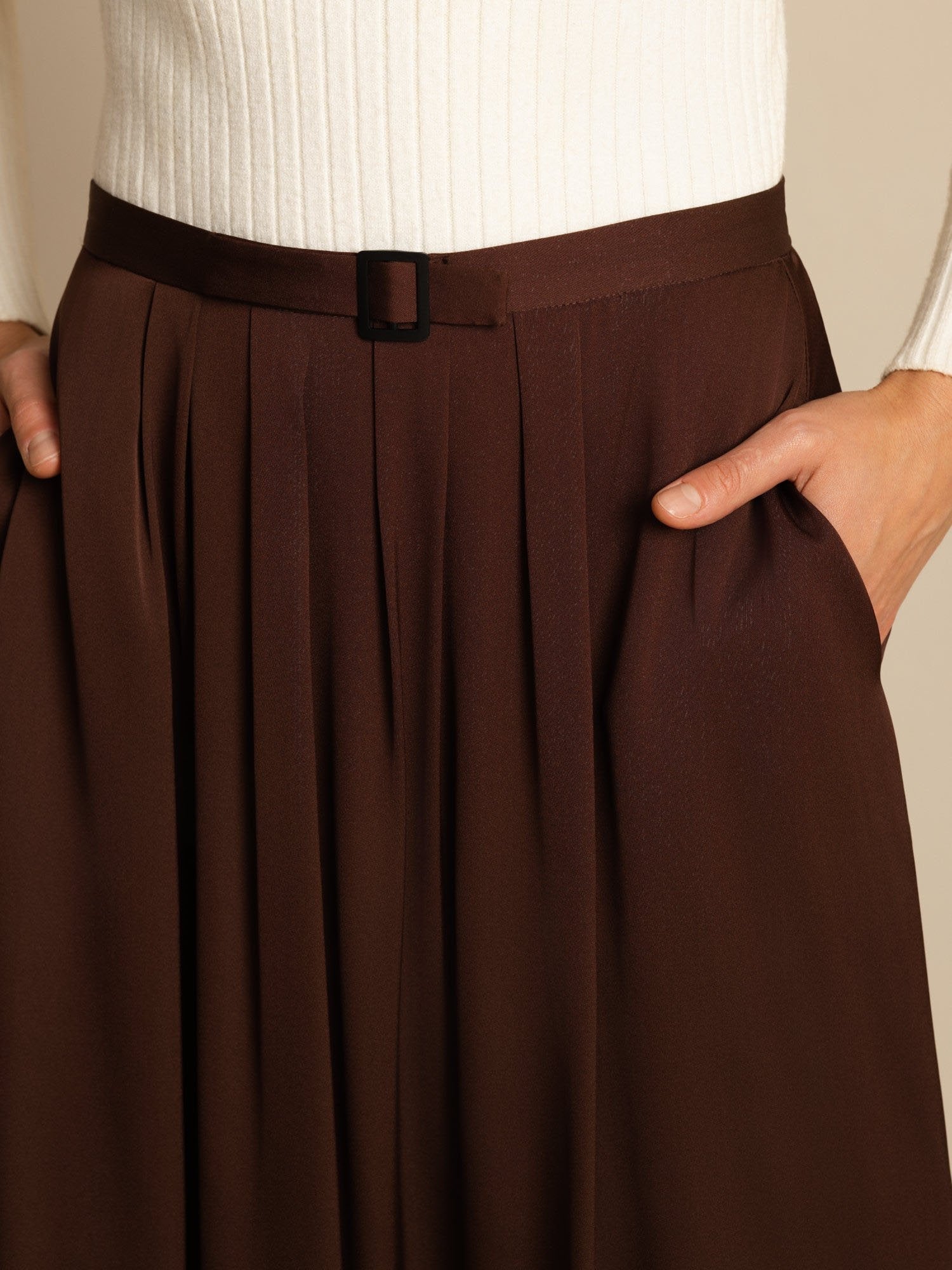 [Mörk Choklad] SilkSilky-SE 19Momme Silke Skirt 004