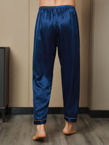 [Mörkblå] SilkSilky-SE Rent Silke Mens Sleep Bottoms 008,