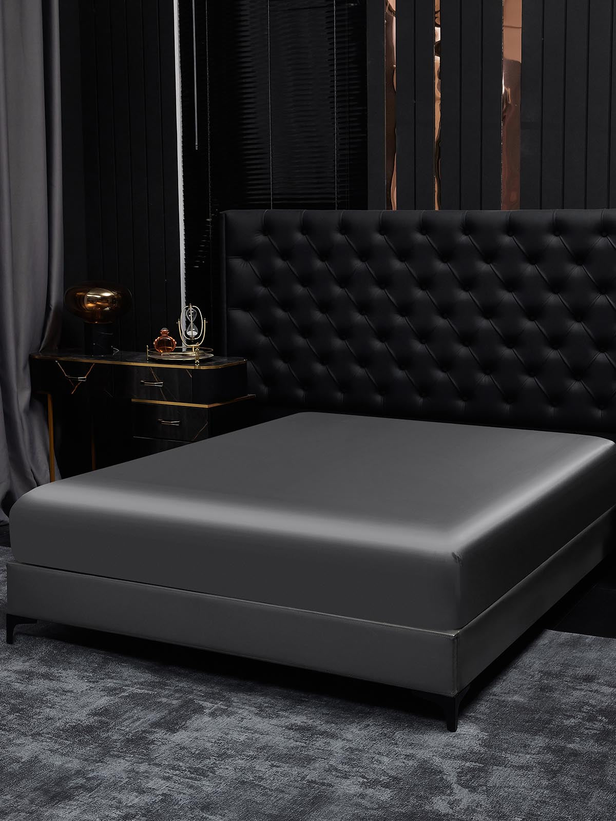 [Mörkgrå] SilkSilky-SE 19Momme Rent Silke Sheet 001