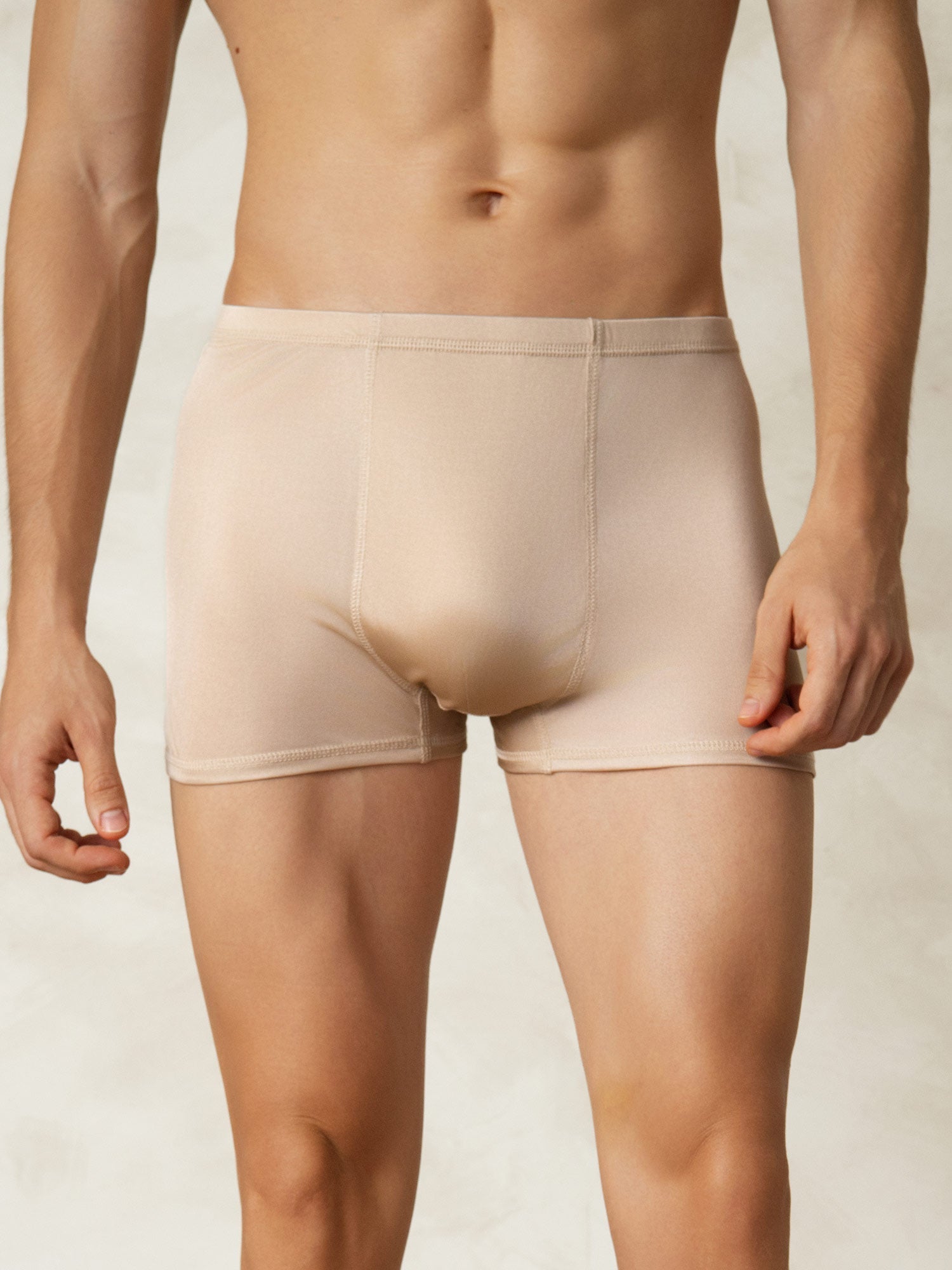 [Beige] SilkSilky-SE Silke Stickad Mens Underwear 001