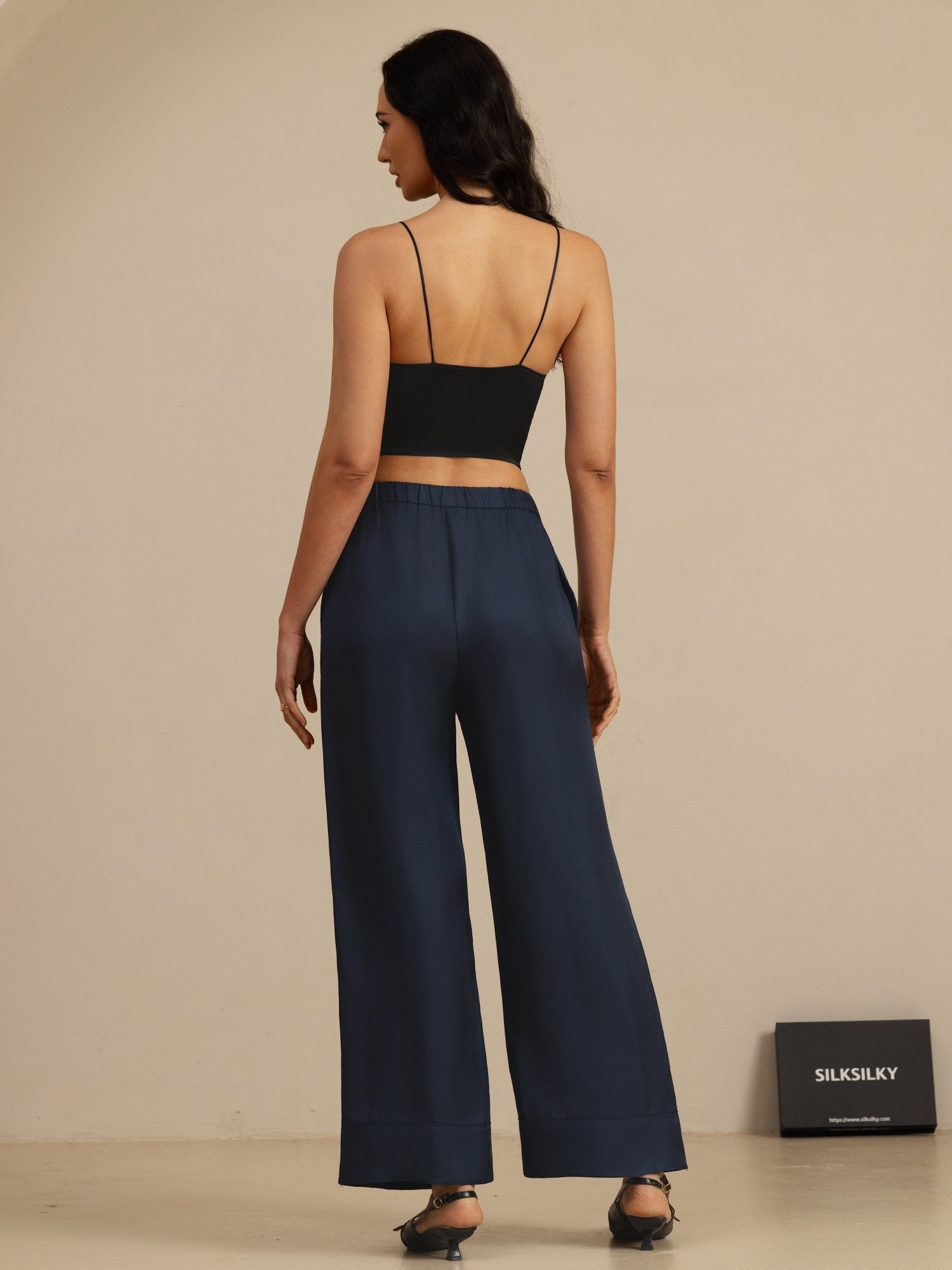 [Mörkblå] SilkSilky-SE 18Momme Womens Pants 002