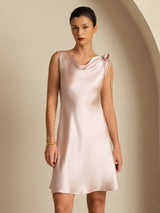 [Rosa] SilkSilky-SE Sleeveless Cowl Neck Klänning 003