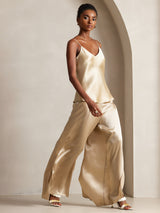 [Champagne] SilkSilky-SE Spaghetti Strap V Neck Cami Toppar 005