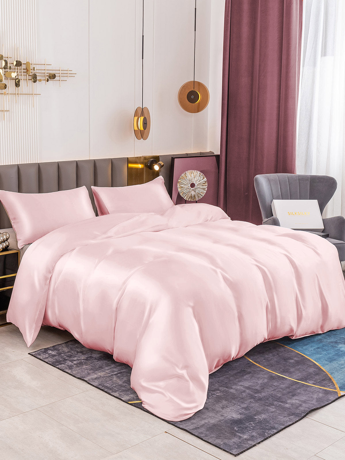 SilkSilky SE 19Momme Rent Silke Bedding Set Rosa 001