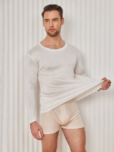 [Vit] SilkSilky-SE Long Sleeve Round Neck Herr T-Shirt 004