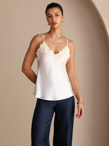 [Vit] SilkSilky-SE Spaghetti Strap V Neck Cami Toppar 003