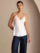 [Vit] SilkSilky-SE Spaghetti Strap V Neck Cami Toppar 003