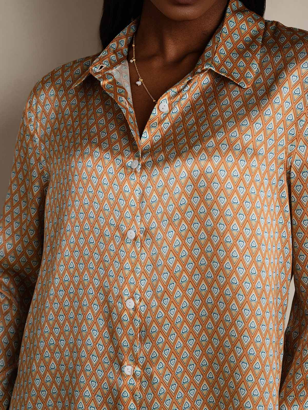 [Floral] SilkSilky-SE Silke Krage Damskjorta 009