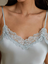 [Gråblå] SilkSilky-SE Spaghetti Strap V Neck Cami Toppar 004