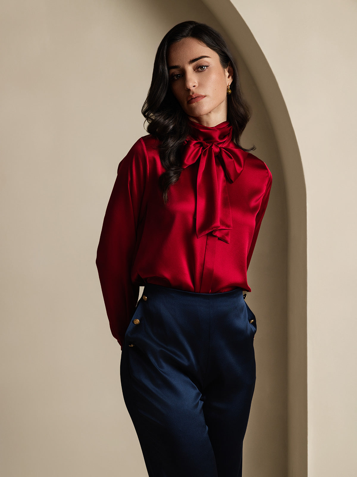 [Mörkblå] SilkSilky-SE 19Momme Silke Womens Pants 008