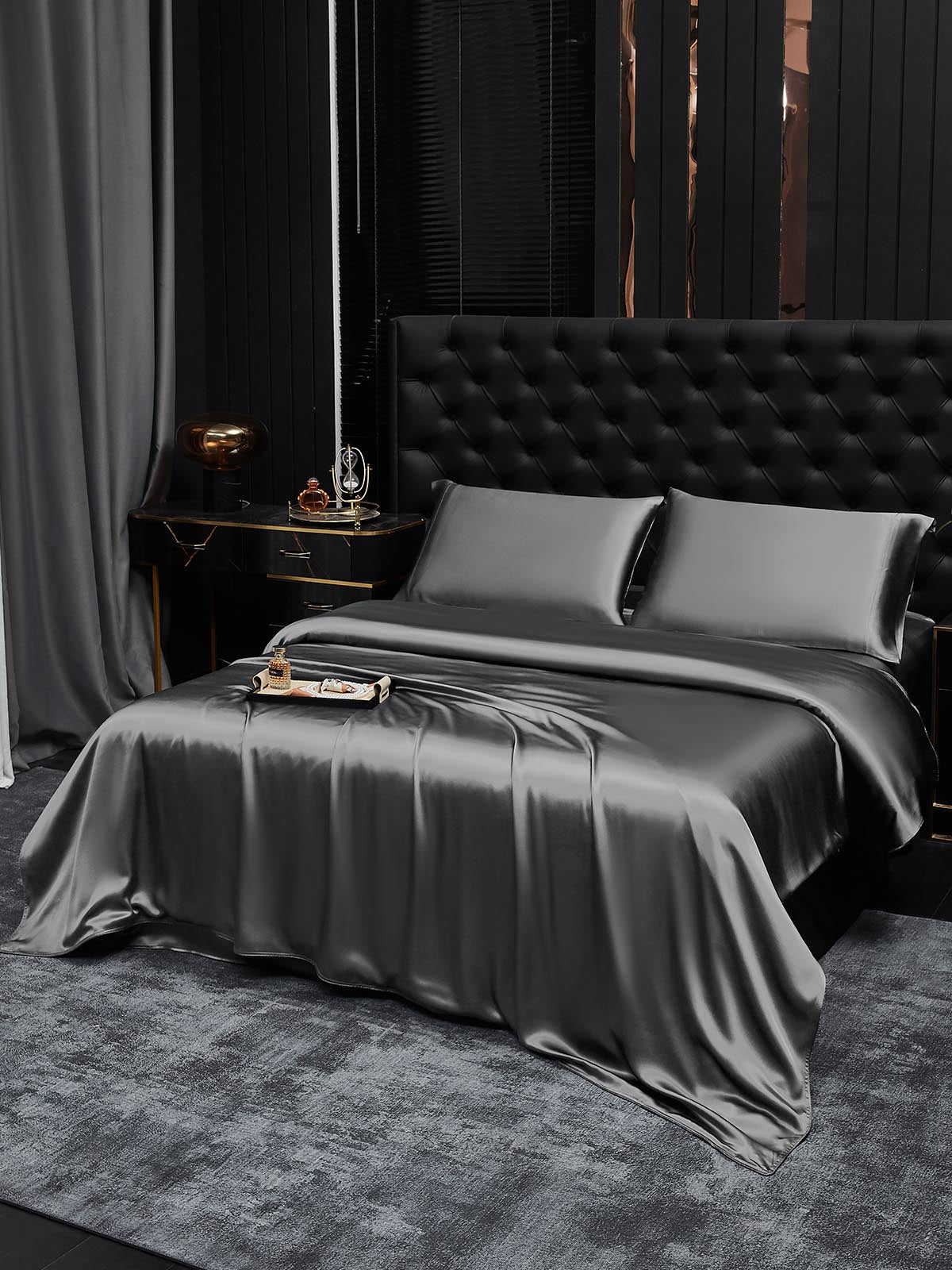 [Mörkgrå] SilkSilky-SE 19Momme Rent Silke Bedding Set 002