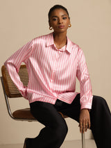 [Rosa Rand] SilkSilky-SE Long Sleeve Lapel Collar Damskjorta 003