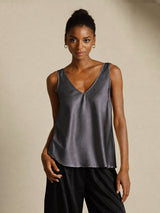 [Mörkgrå] SilkSilky-SE Sleeveless V Neck Cami Toppar 001