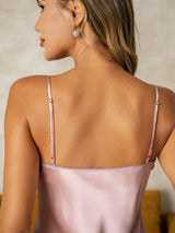 [Rosa] SilkSilky-SE Spaghetti Strap V Neck Nattlinne 004