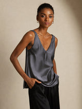 [Mörkgrå] SilkSilky-SE Sleeveless V Neck Cami Toppar 007