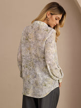 [Salvia Blomma] SilkSilky-SE Long Sleeve Lapel Collar Blus 002