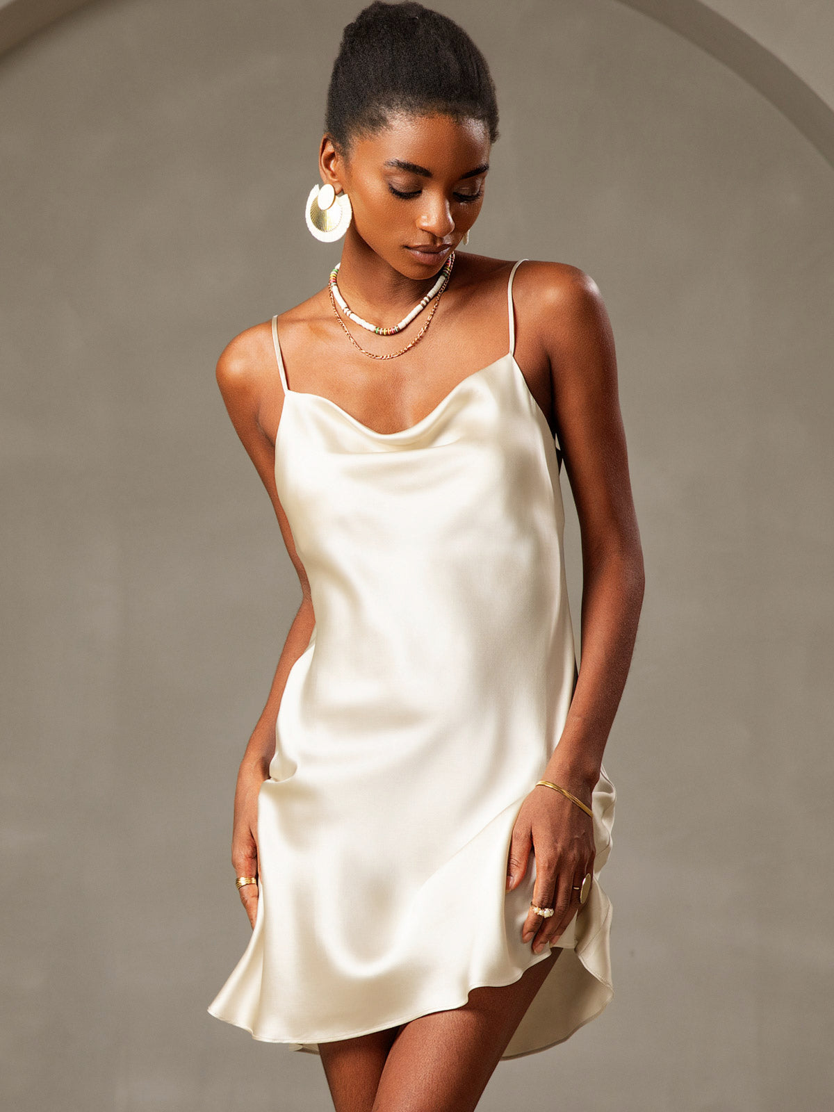 [Ljusgul] SilkSilky-SE Rent Silke Dress 001