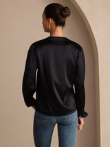 [Svart] SilkSilky-SE Long Sleeve Damblusar 002
