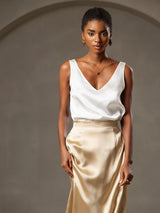 [Vit] SilkSilky-SE Sleeveless V Neck Cami Toppar 004