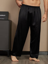 [Svart] SilkSilky-SE Rent Silke Mens Sleep Bottoms 004