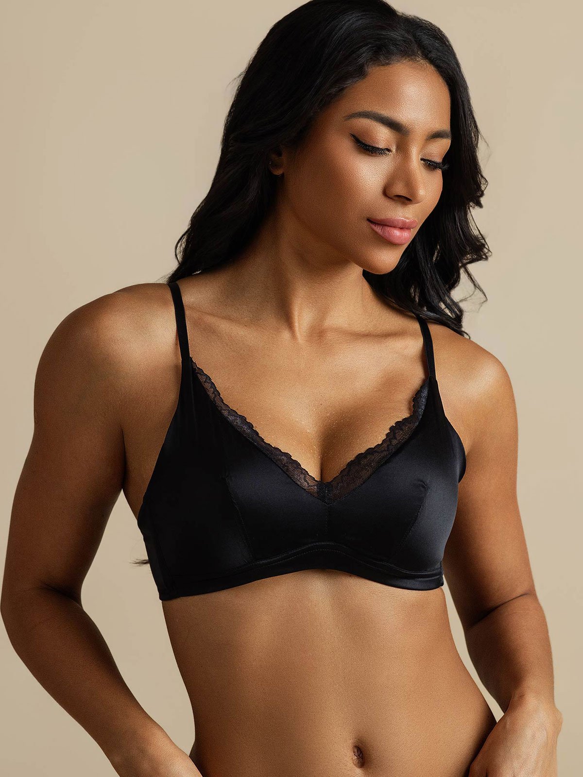 [Svart] SilkSilky-SE Rent Silke Bra 006