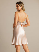 [Rosa] SilkSilky-SE Spaghetti Strap Deep V Neck Nattlinne 002