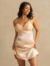 [Ljusrosa] SilkSilky-SE Spaghetti Strap V Neck Nattlinne 003