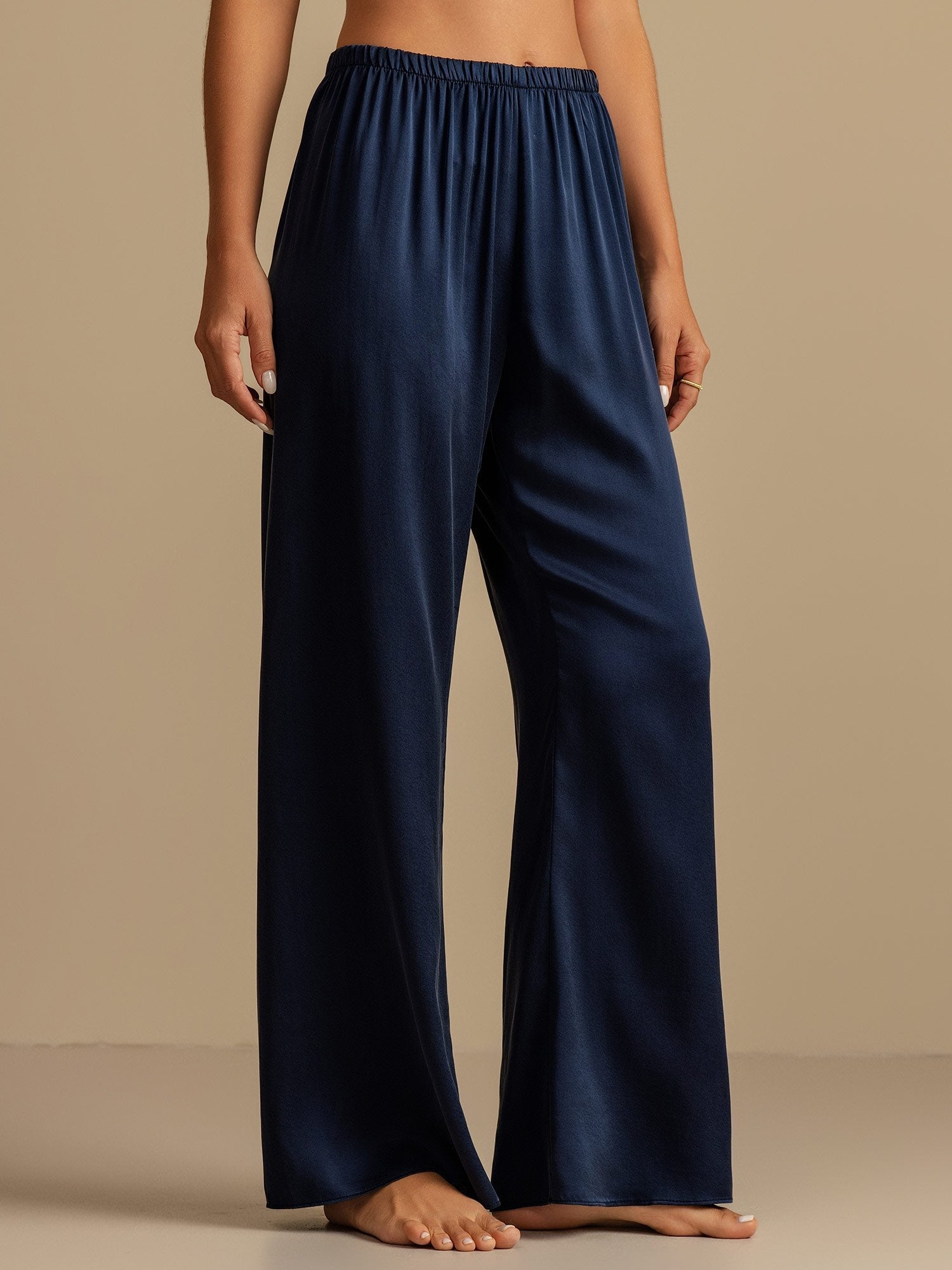 [Mörkblå] SilkSilky-SE 19Momme Silke Womens Sleep Bottoms 001,