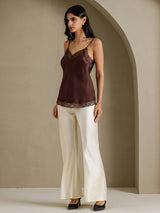 [Brun] SilkSilky-SE Spaghetti Strap V Neck Cami Toppar 010