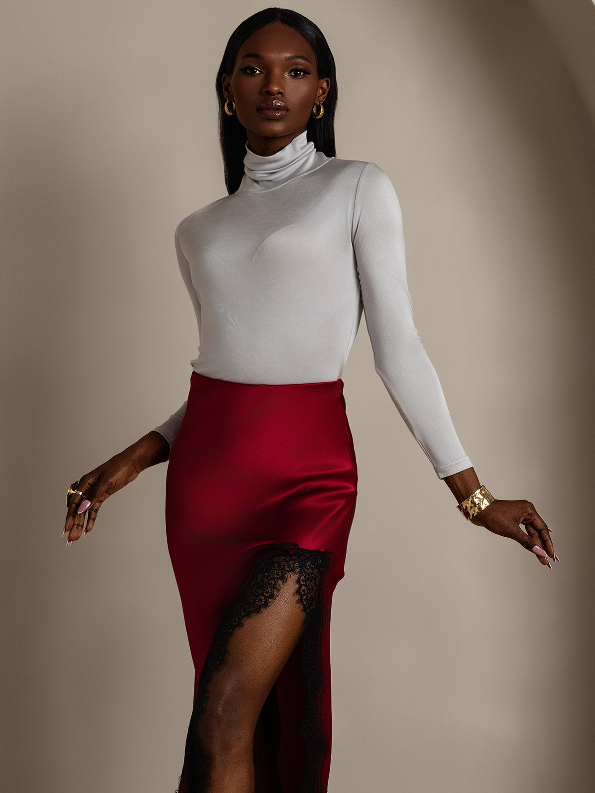 [Ljusgrå] SilkSilky-SE Lång Ärm Polotröja Dam T-Shirt 003