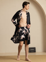 [Svart] SilkSilky-SE 19Momme Long Sleeve Mens Pajamas 001