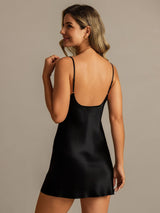 [Svart] SilkSilky-SE Spaghetti Strap Nightgown 002
