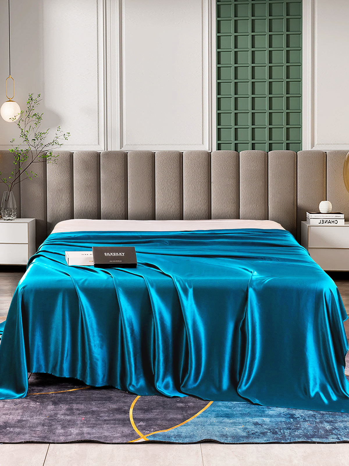 [Kungsblått] SilkSilky-SE 25Momme Rent Silke Sheet 002