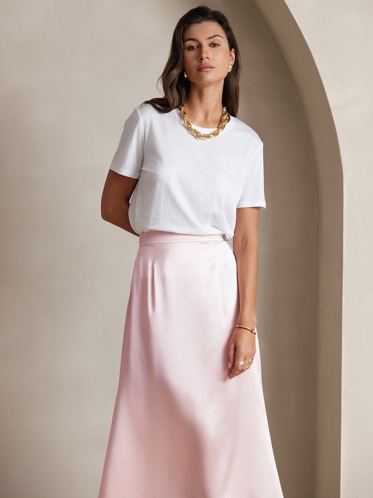 [Rosa] SilkSilky-SE 19Momme Silke Skirt 004